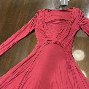 New with tag Isabel de Pedro Long Sleeve Dress in Deep Red
